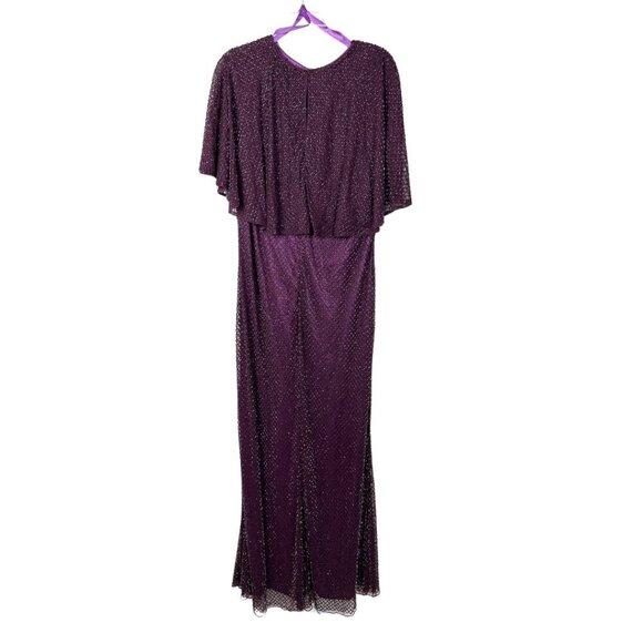NWT Mac Duggal Sequin Cape Sleeve Gown Amethyst 20W - Picture 5 of 8